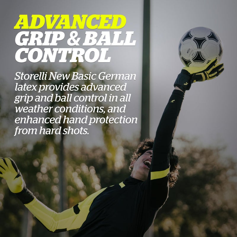 Storelli Gladiator Recruit 3.0 Goalkeeper Gloves, Entry-Level Soccer Goalie Gloves with 4 Built-in Finger Spines, High-Impact Hand Protection, 1 Pair, Black & Yellow, Size 7 - Image 5